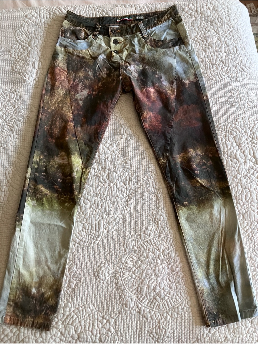 VTG Please Jeans graphic print slim pants